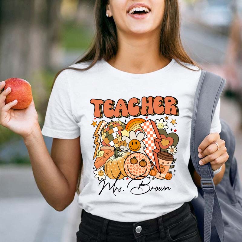 Personalized Name Fall Teacher Life Teacher T-Shirt