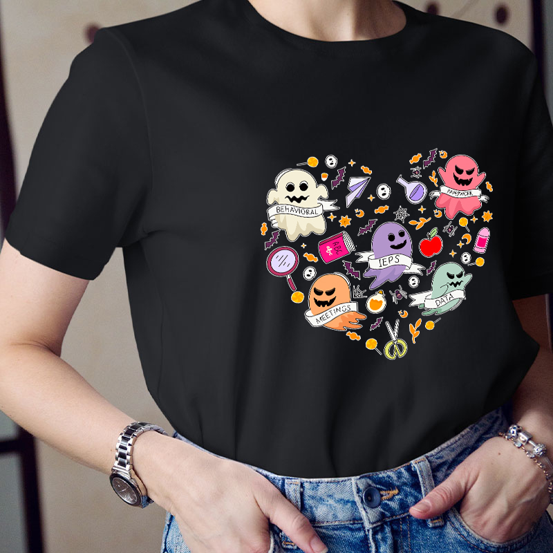 Ghost Behavioral Meetings Data Ieps Paperwork Teacher T-Shirt