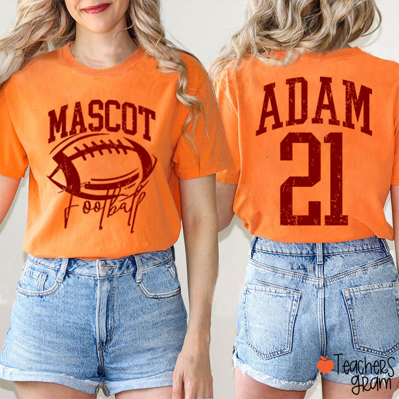 Personalized Mascot Name Number Retro Team Sport Teacher Two Sided T‑Shirt