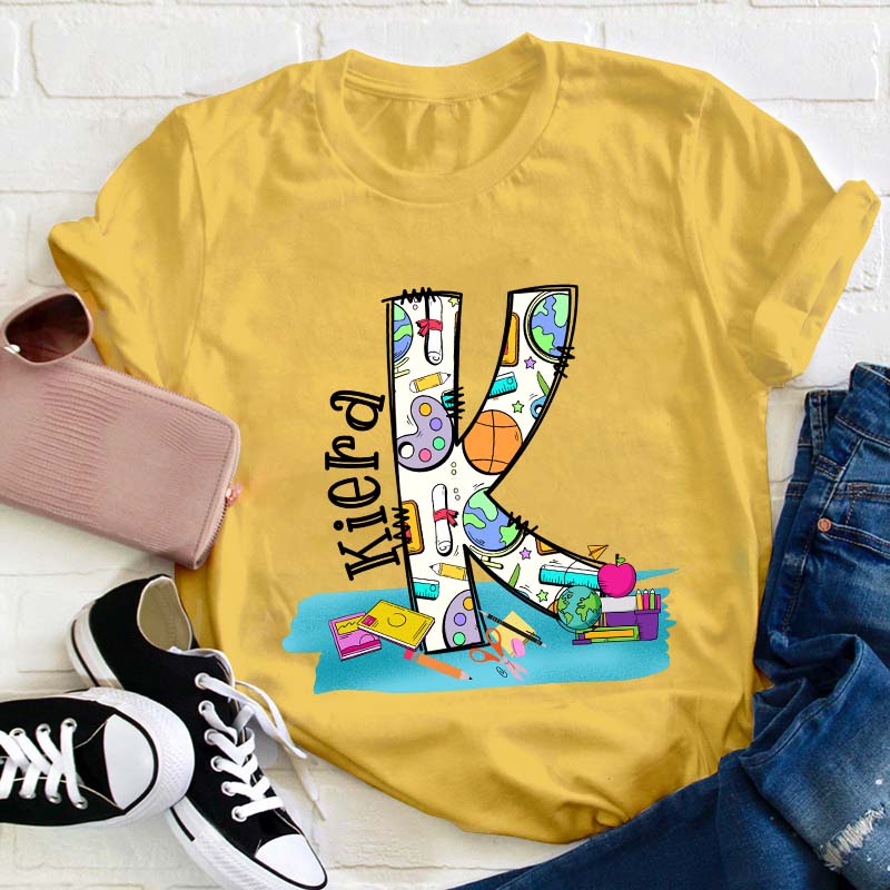 Personalized Large Collection Of Stationery Supplies Teacher T-Shirt