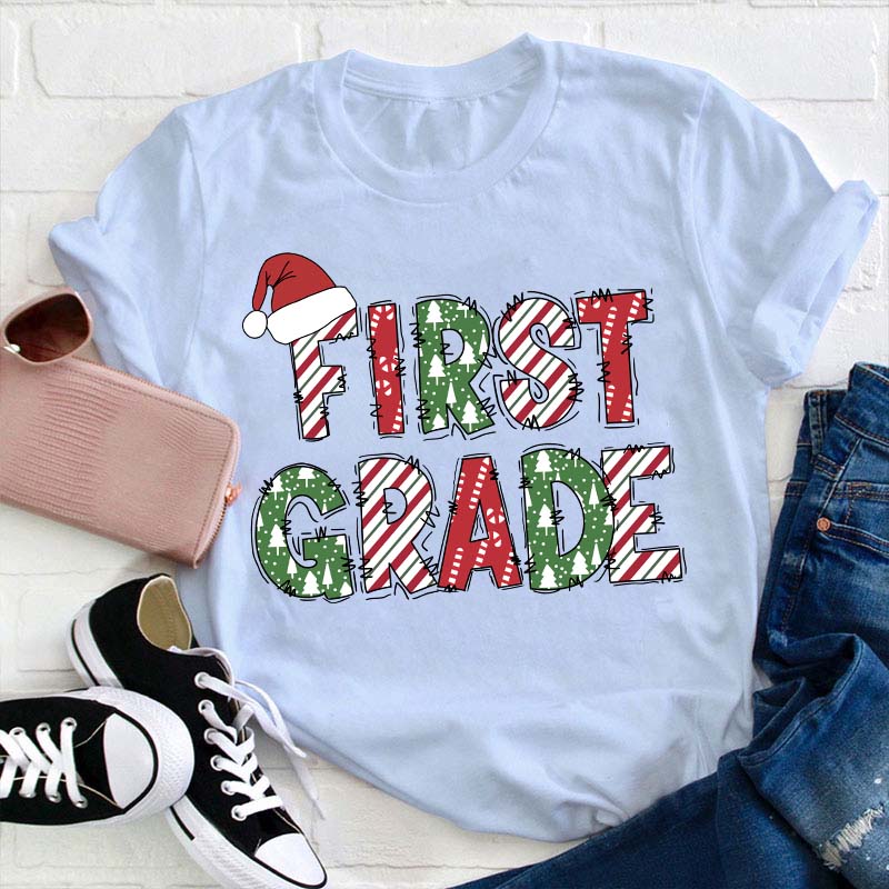 Personalized Grade Christmas Crew Teacher T-Shirt