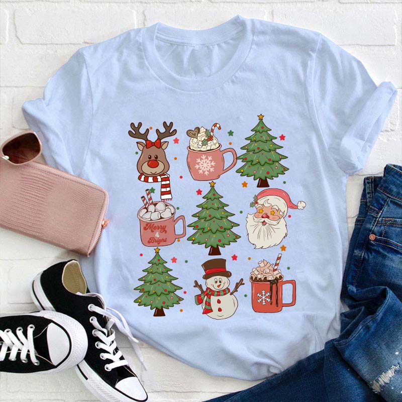 Cute Christmas Elements Teacher T-Shirt