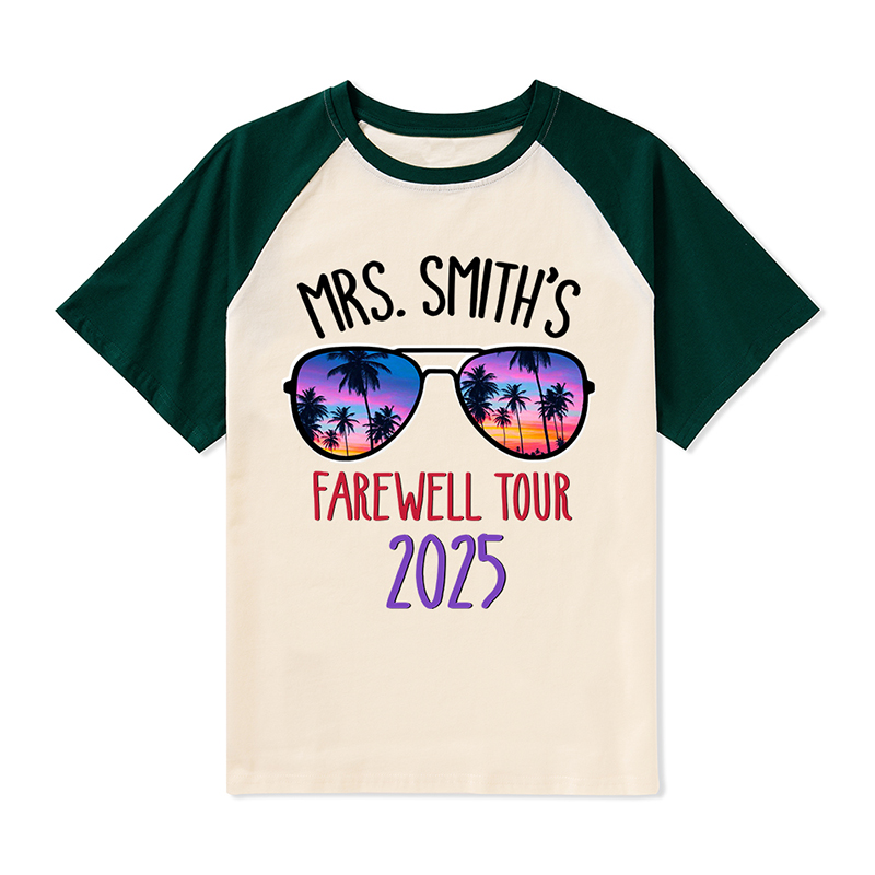 Personalized Name And Year Farewell Tour Retirement Teacher Raglan T-Shirt