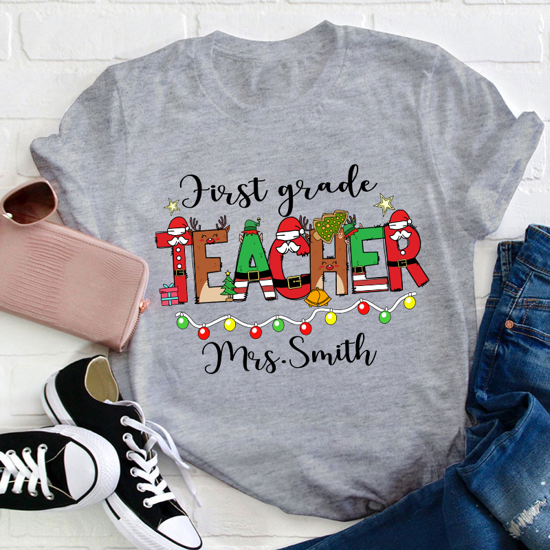 Personalized Christmas Teacher T-Shirt