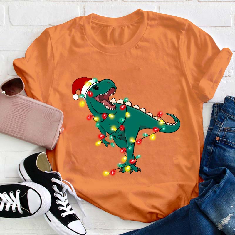 Cute Dino Christmas Teacher T-Shirt