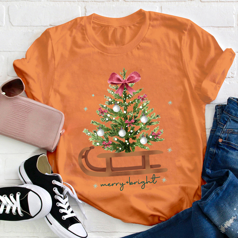 Merry And Bright Teacher T-Shirt