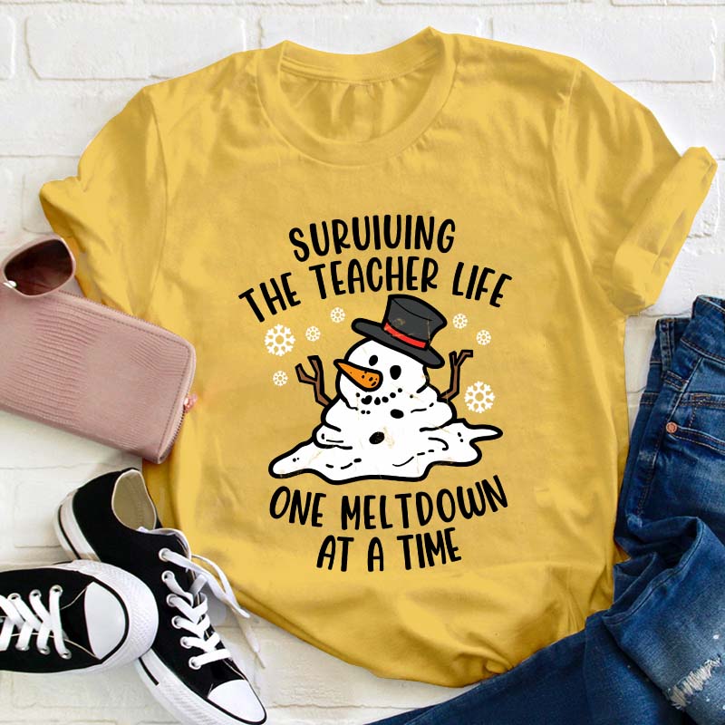 Personalized Surviving The Teacher Life One Meltdown At A Time Teacher T-Shirt