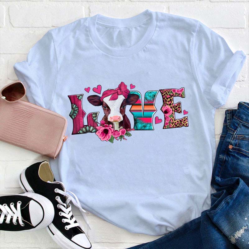 Cute Cow Love Valentines Teacher T-Shirt