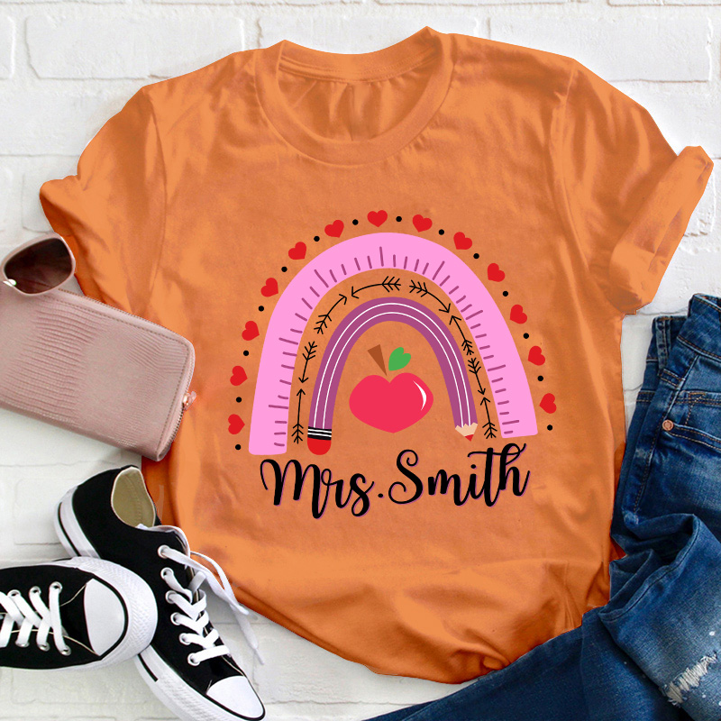 Personalized Name Valentines Teacher Day Teacher T-Shirt