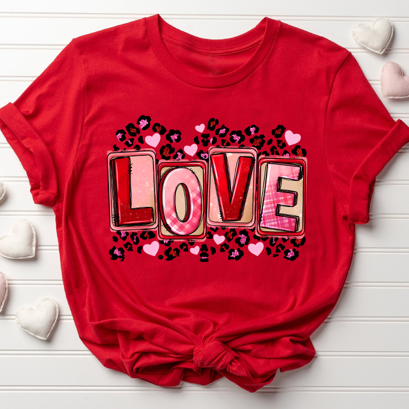 Pink Leopard Love Teacher T-Shirt