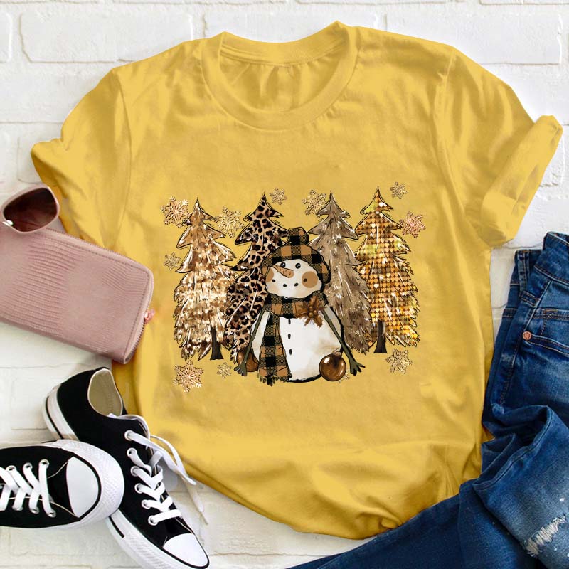 Christmas Cute Snowman Teacher T-Shirt