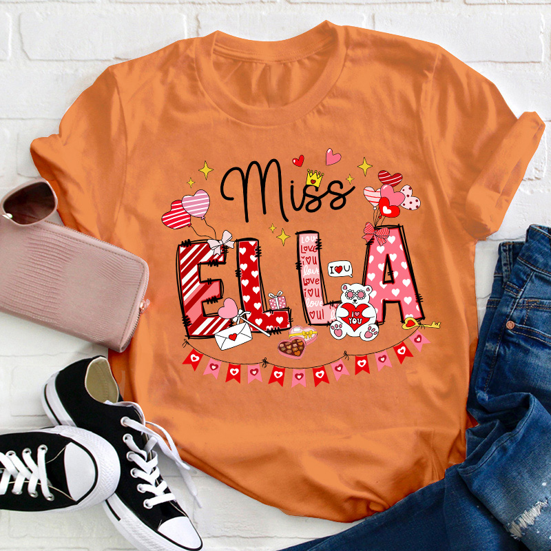 Personalized Valentines Day Teacher T-Shirt