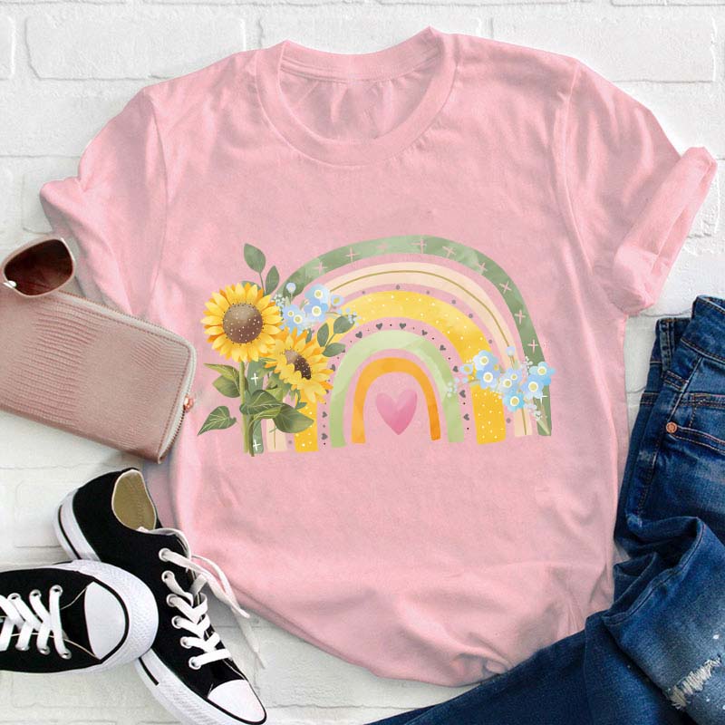Sunflower Rainbow Teacher T-Shirt