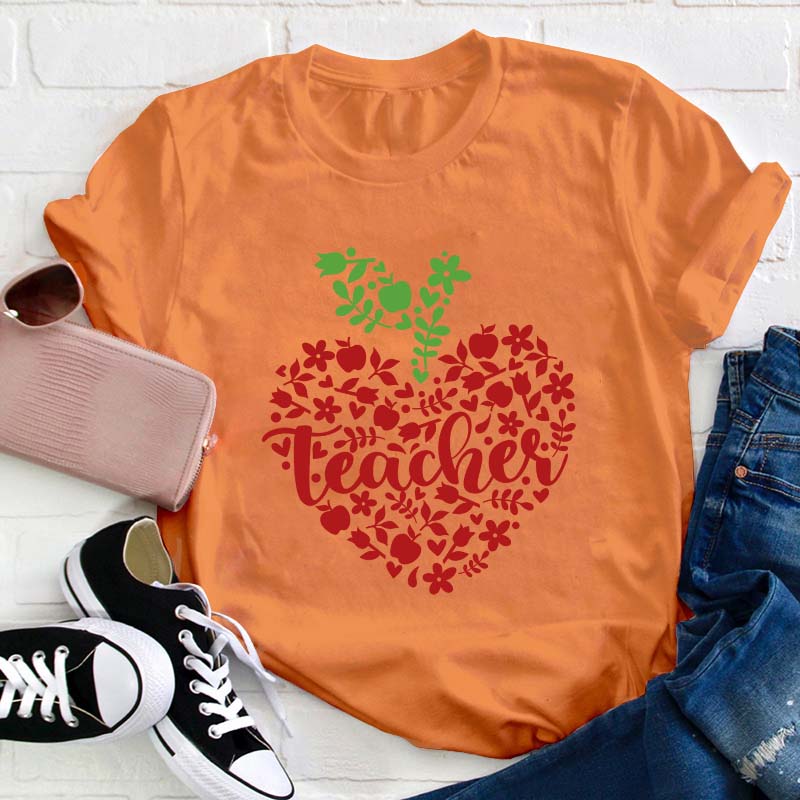 Apple Heart Teacher T-Shirt