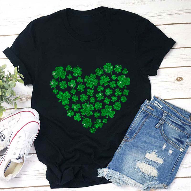Heart Shamrock Teacher T-Shirt