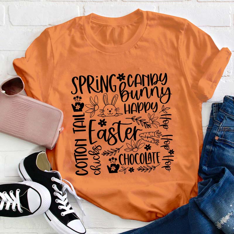 Happy Easter Spring Bunny Teacher T-Shirt