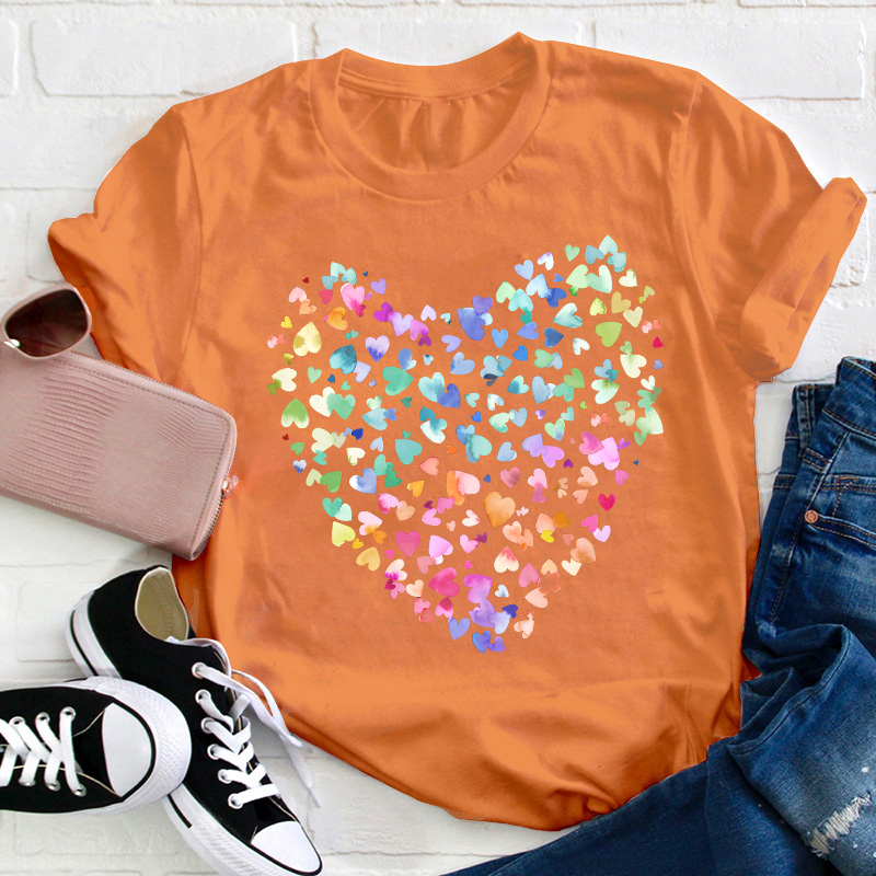 Colorful Heart Teacher T-Shirt