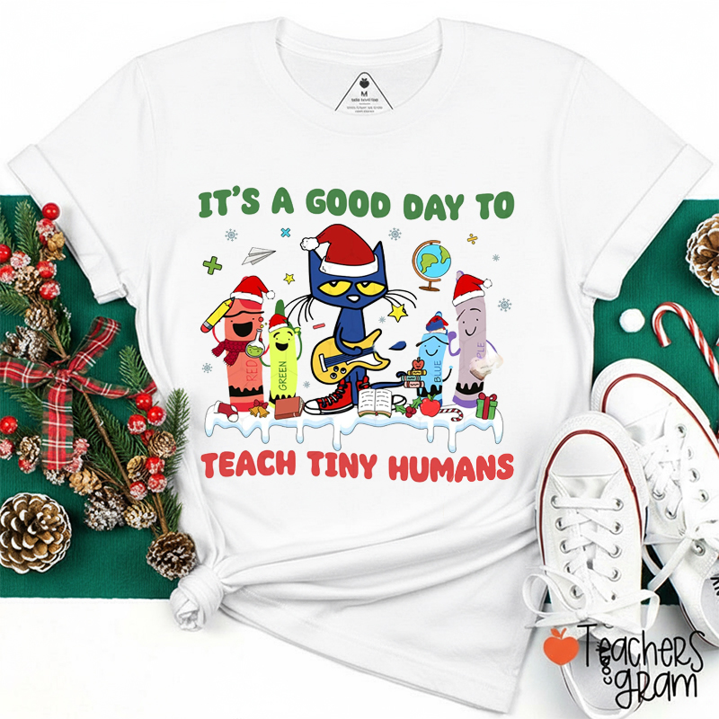 It's A Good Day To Teach Tiny Humans Blue Cat Teacher T-Shirt