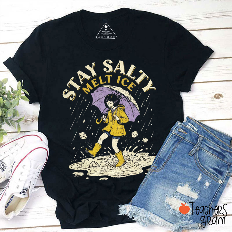 Retro Stay Salty Melt Ice Teacher T-Shirt