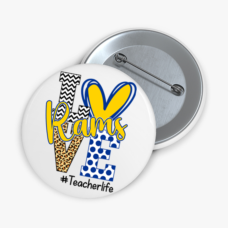 Personalized Love Mascot Teacher Pinback Button