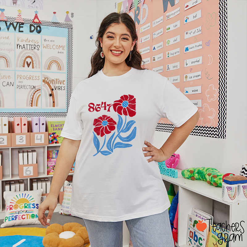 8647 Floral Boho Feminist Teacher T-Shirt