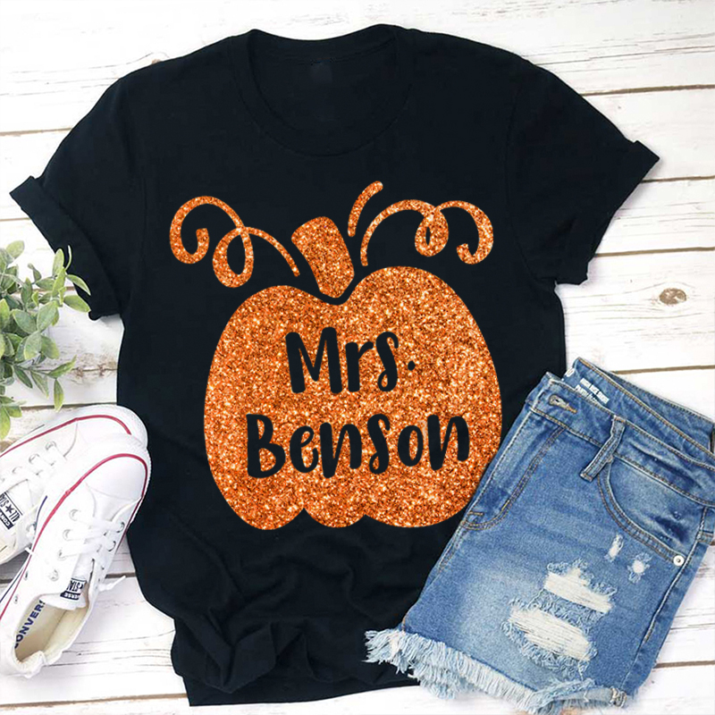 Personalized Halloween Pumpkins Teacher T-Shirt