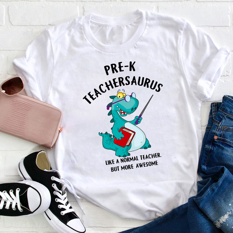 Personalized Grade Awesome Teachersaurus Teacher T-Shirt