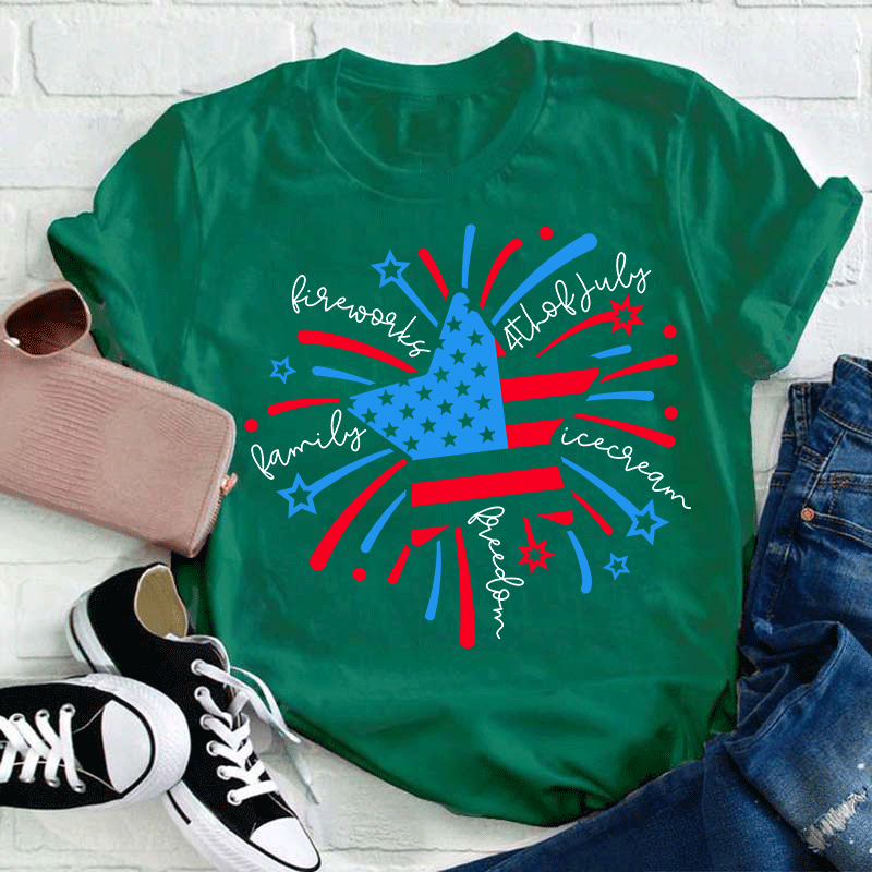Firework 4th of July Teacher T-Shirt