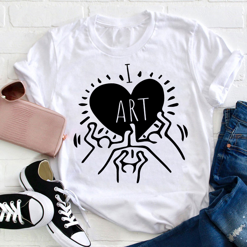 Art Heart I Love Art Teacher T-Shirt