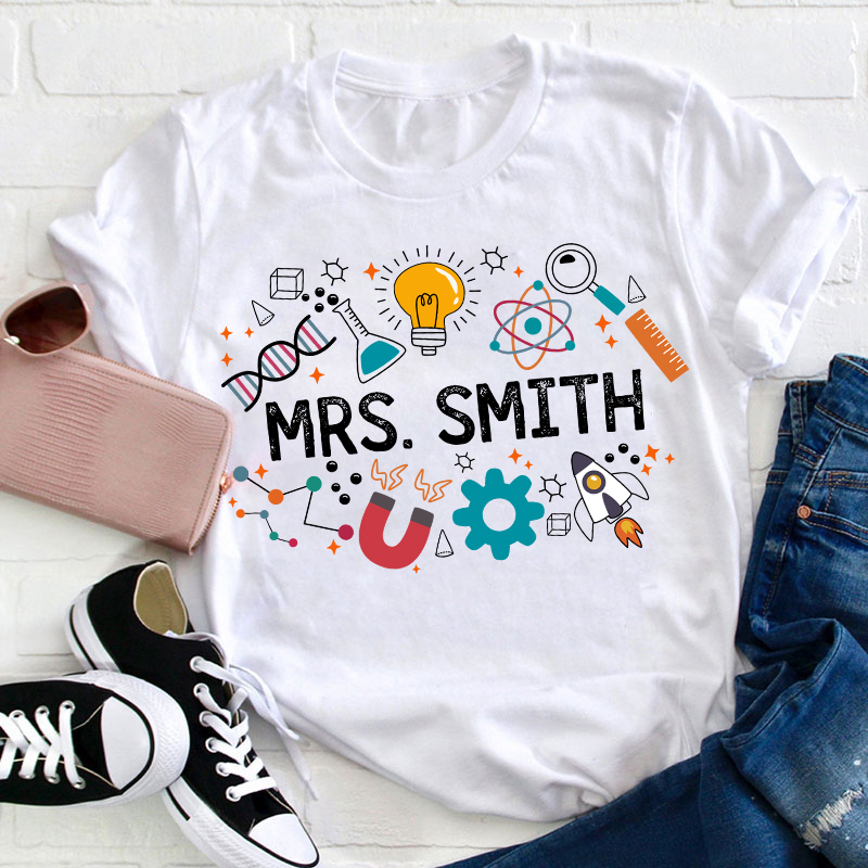 Personalized Science Vibes Teacher T-Shirt