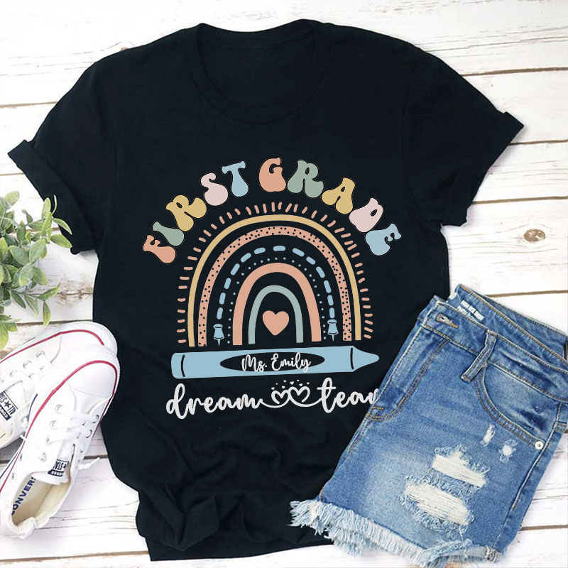 Personalized Retro Back To School Teachers Garten Name Teacher T-Shirt