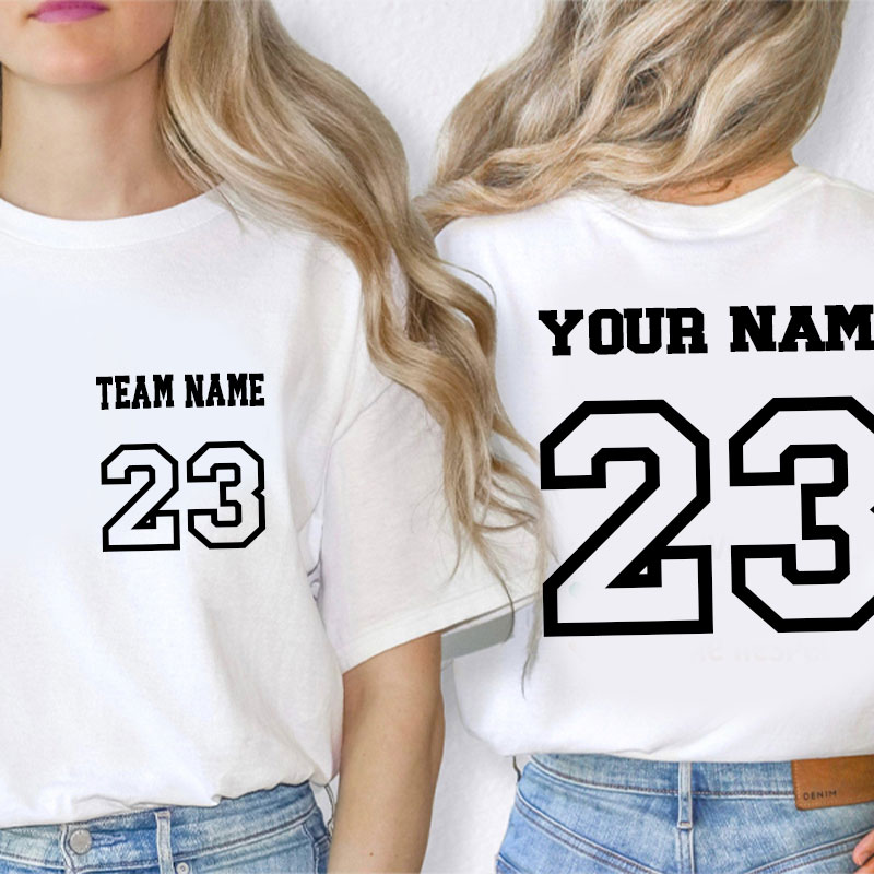 Personalized Name And Back Number Teacher Two Sided T-Shirt
