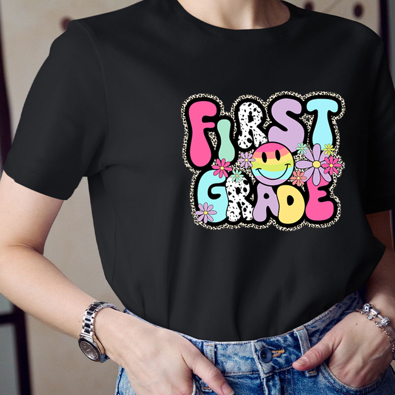 Personalized Round Bubble Colorful Letters Teacher T-Shirt