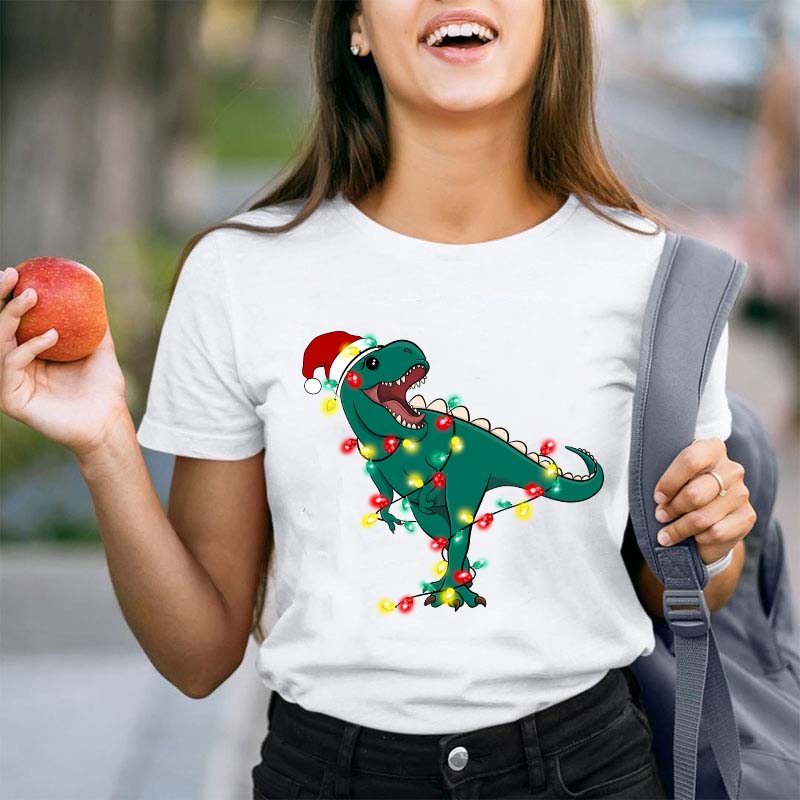 Cute Dino Christmas Teacher T-Shirt