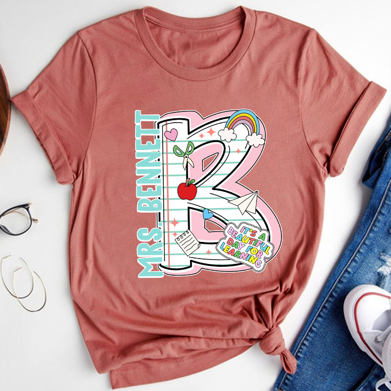 Personalized Funny Letter Back To School Name Teacher T-Shirt