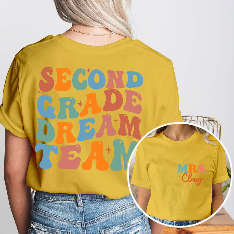 Personalized Sparking Dream Team Teacher Two Sided T-Shirt