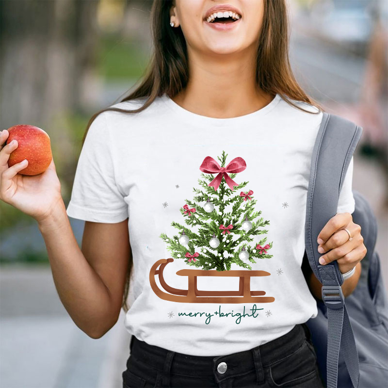 Merry And Bright Teacher T-Shirt