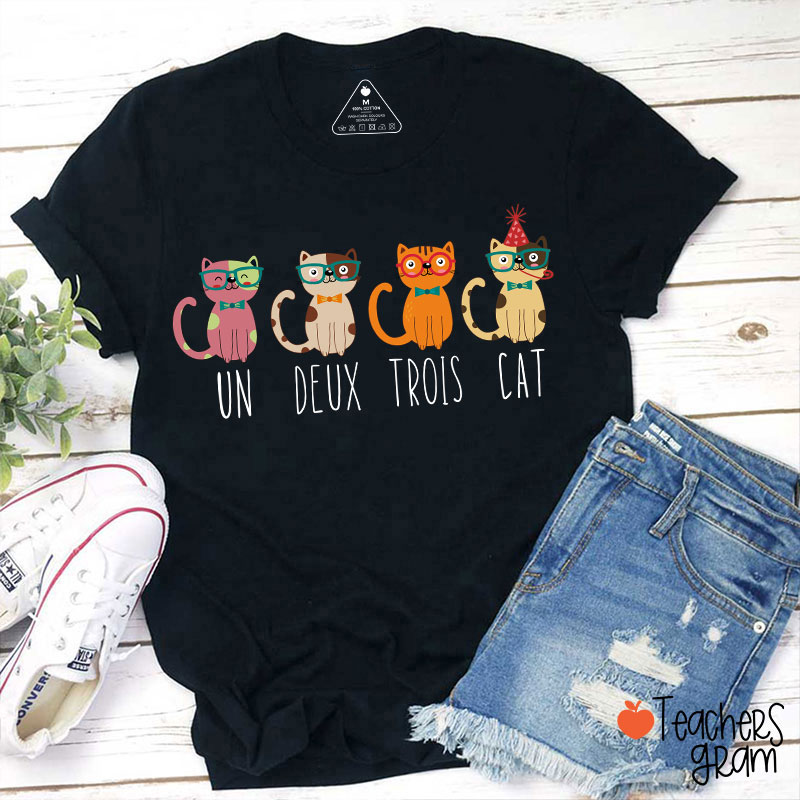 Un Deux Trois Funny Cat French Teacher T-Shirt