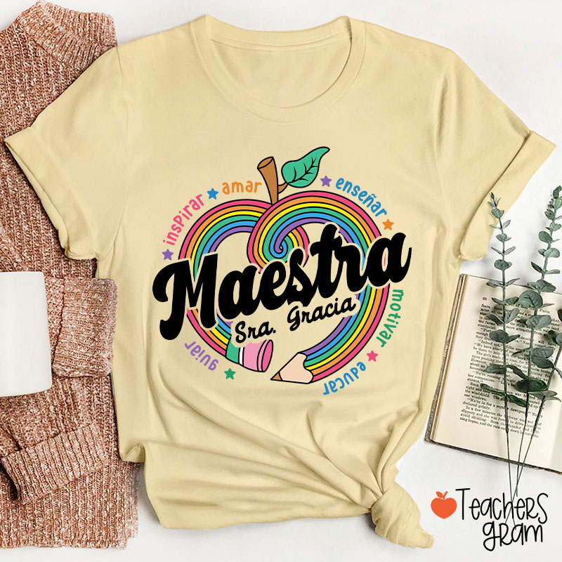 Personalized Inspirar Amar Maestra Spanish Teacher T-Shirt