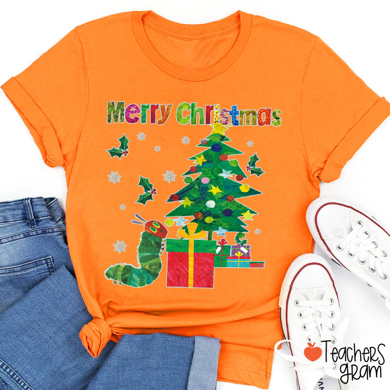 Very Hungry Caterpillar Merry Christmas Teacher T-Shirt