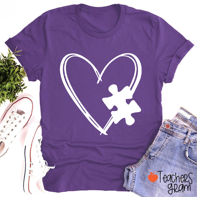 Love Autism Puzzle Teacher T-Shirt