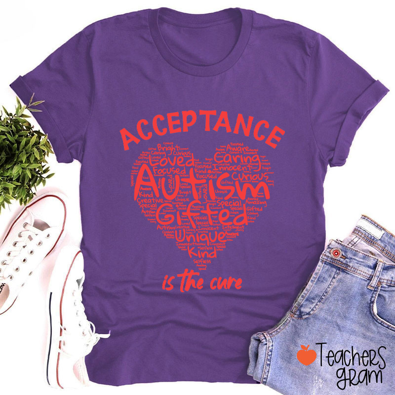 Acceptance Autism Is The Cure Teacher T-Shirt