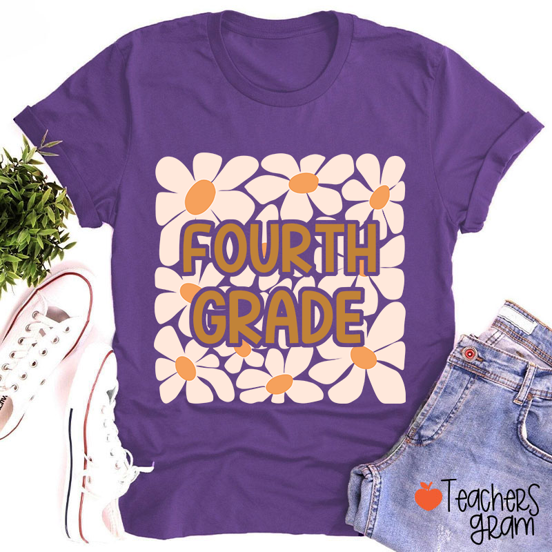 Personalized Yellow Daisy Grade Teacher T-Shirt