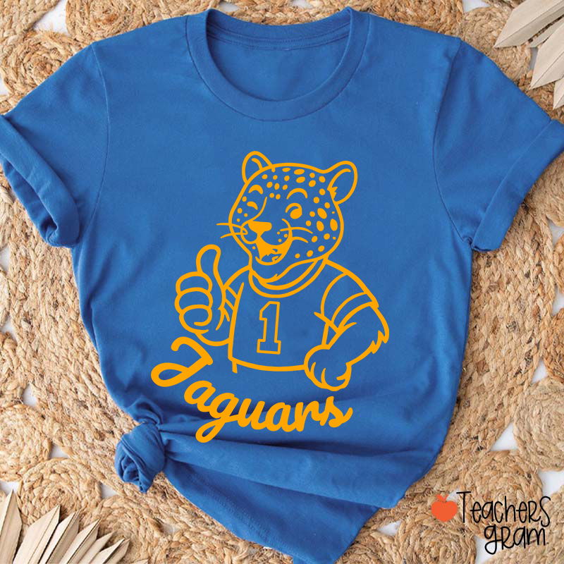 Personalized Cute Mascot And Your Number School Spirit Teacher T-Shirt