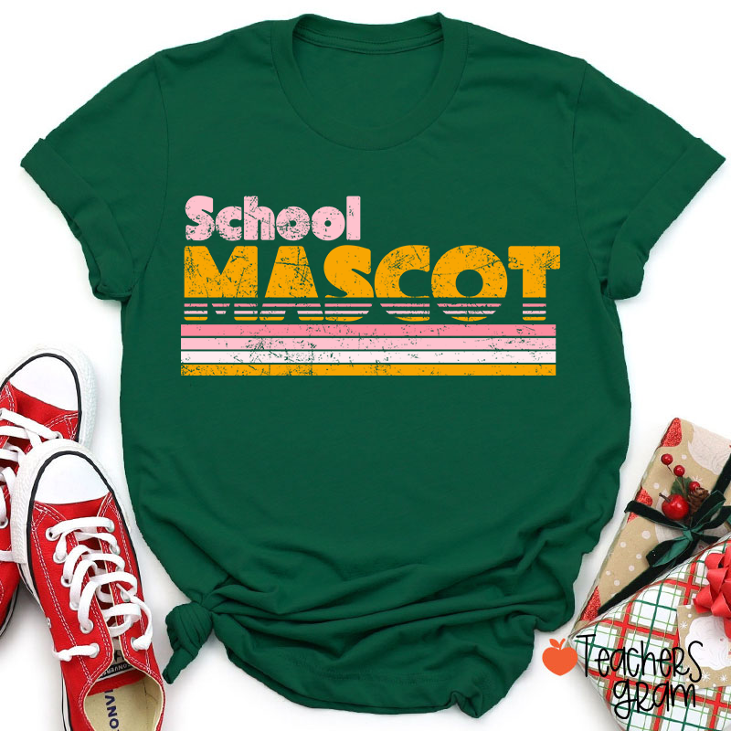 Personalized Mascot And School Name Contrast Color Line Design Teacher T-Shirt