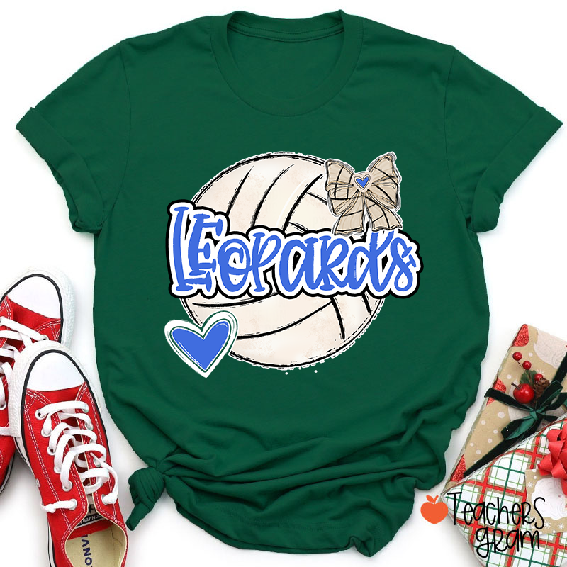 Personalized Mascot And Sport Love Heart Bow School Spirit Teacher T-Shirt