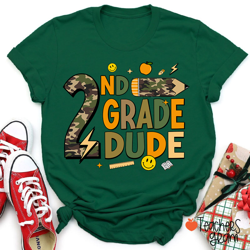 Personalized Grade Camo Pencil Teacher T-Shirt