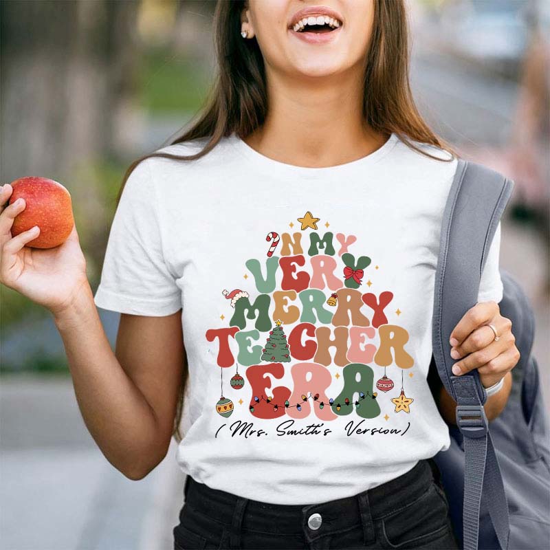 Personalized In My Very Merry Teacher's Era Teacher T-Shirt