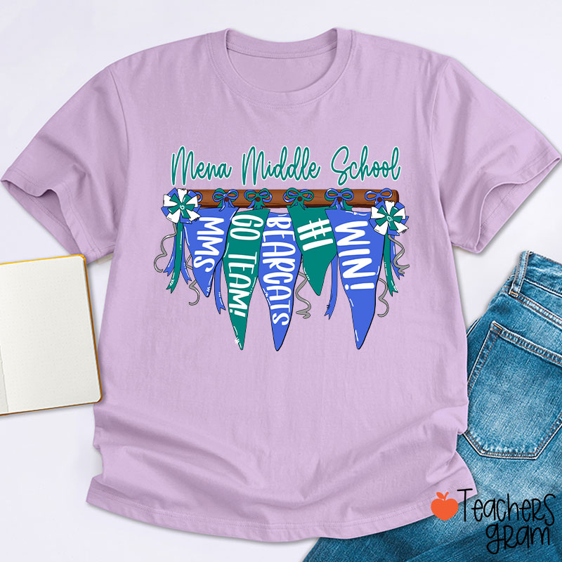 Personalized Mascot Pennant Banner Flag Teacher T-Shirt