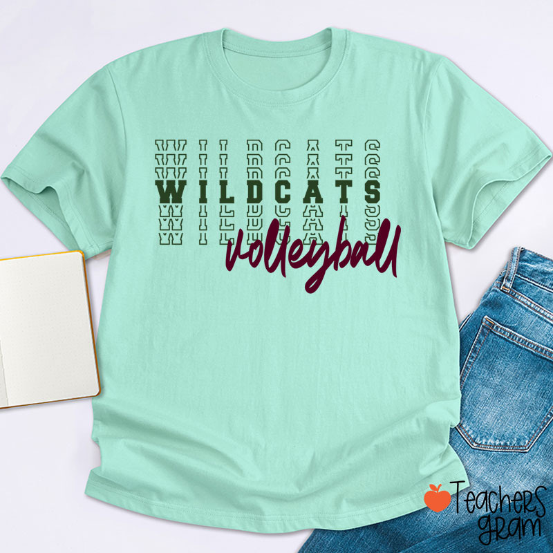 Personalized Mascot Text Stacking Teacher T-Shirt